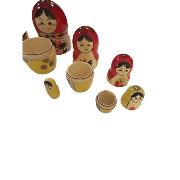Vintage set of Nesting Dolls, set of 5, complete set matryoshka dolls cottage - Picture 2 of 11